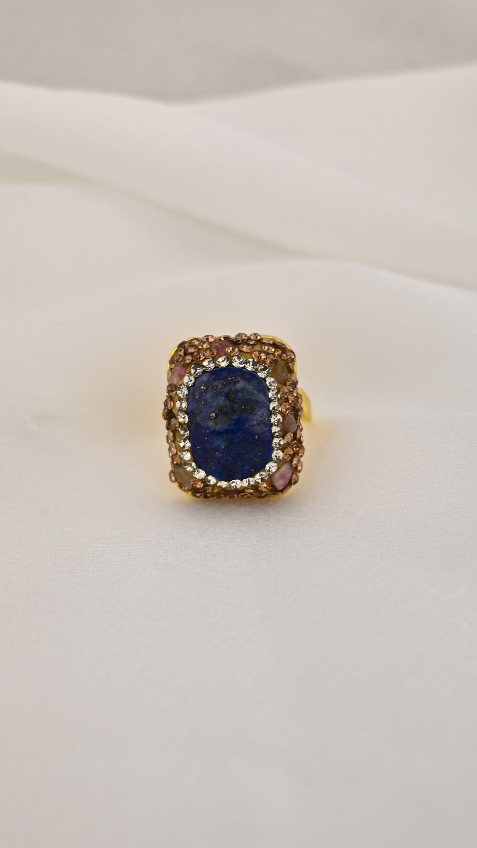 Anello cocktail oro rettangolare