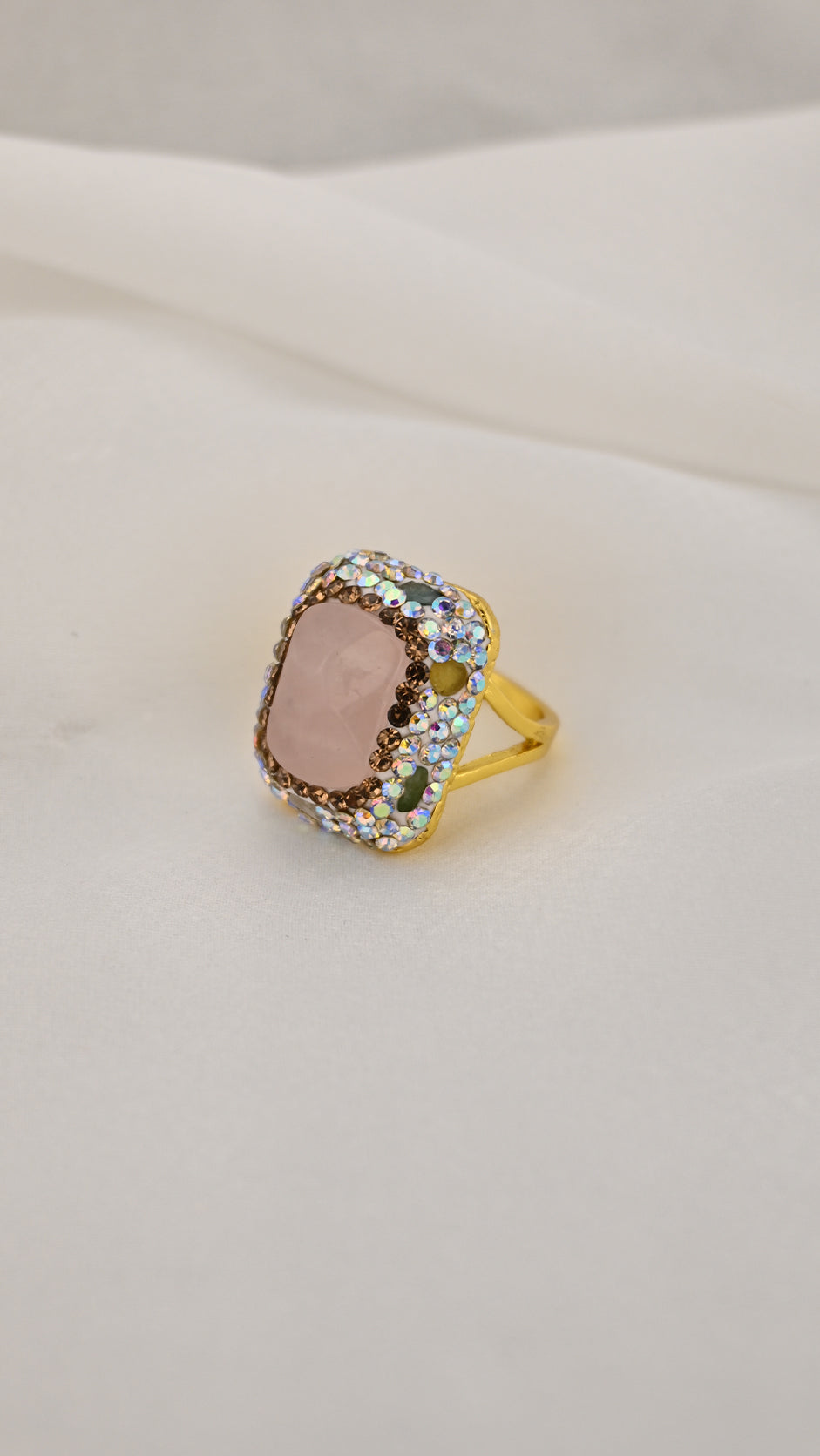 Anello cocktail oro rettangolare