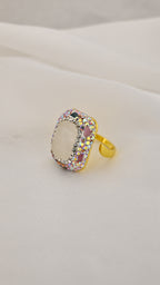 Anello cocktail oro rettangolare
