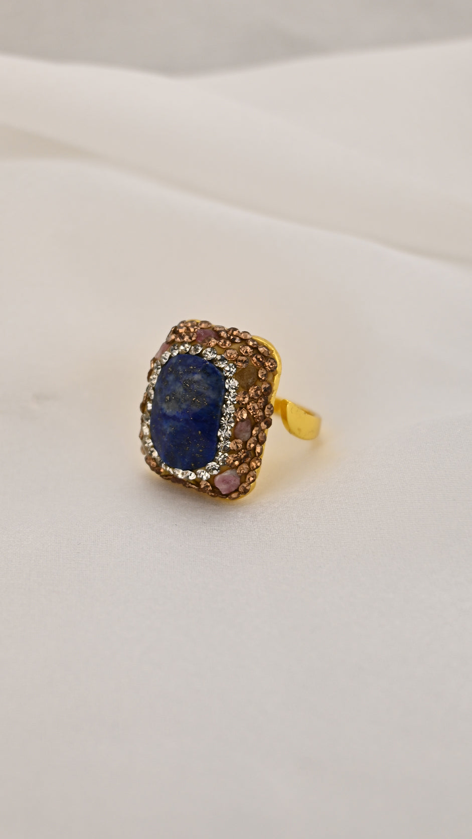 Anello cocktail oro rettangolare