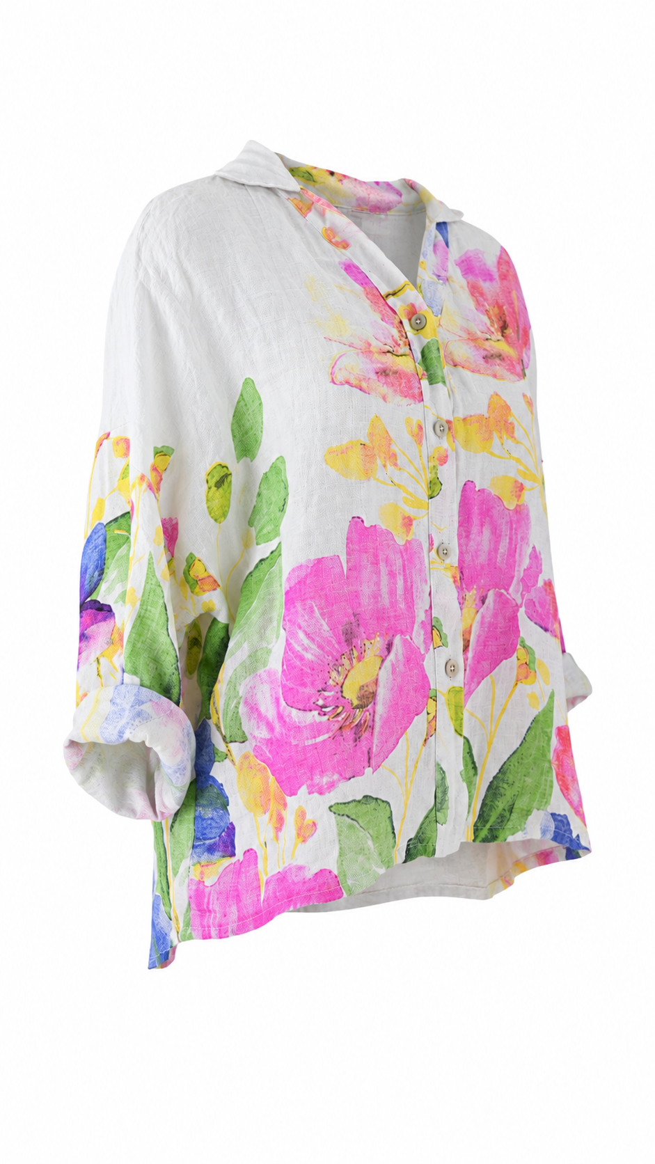 Camicia floreale in lino