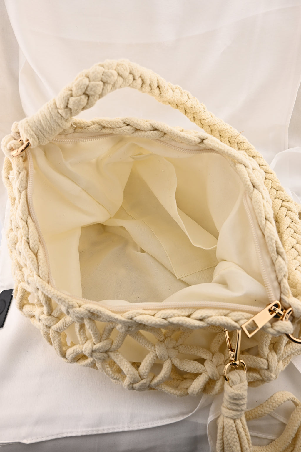 Borsa in corda attrecciata con nappina