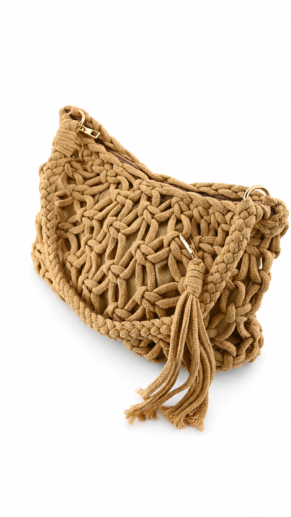 Borsa in corda attrecciata con nappina