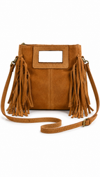 Borsa piccola con frange e manico rettangolare