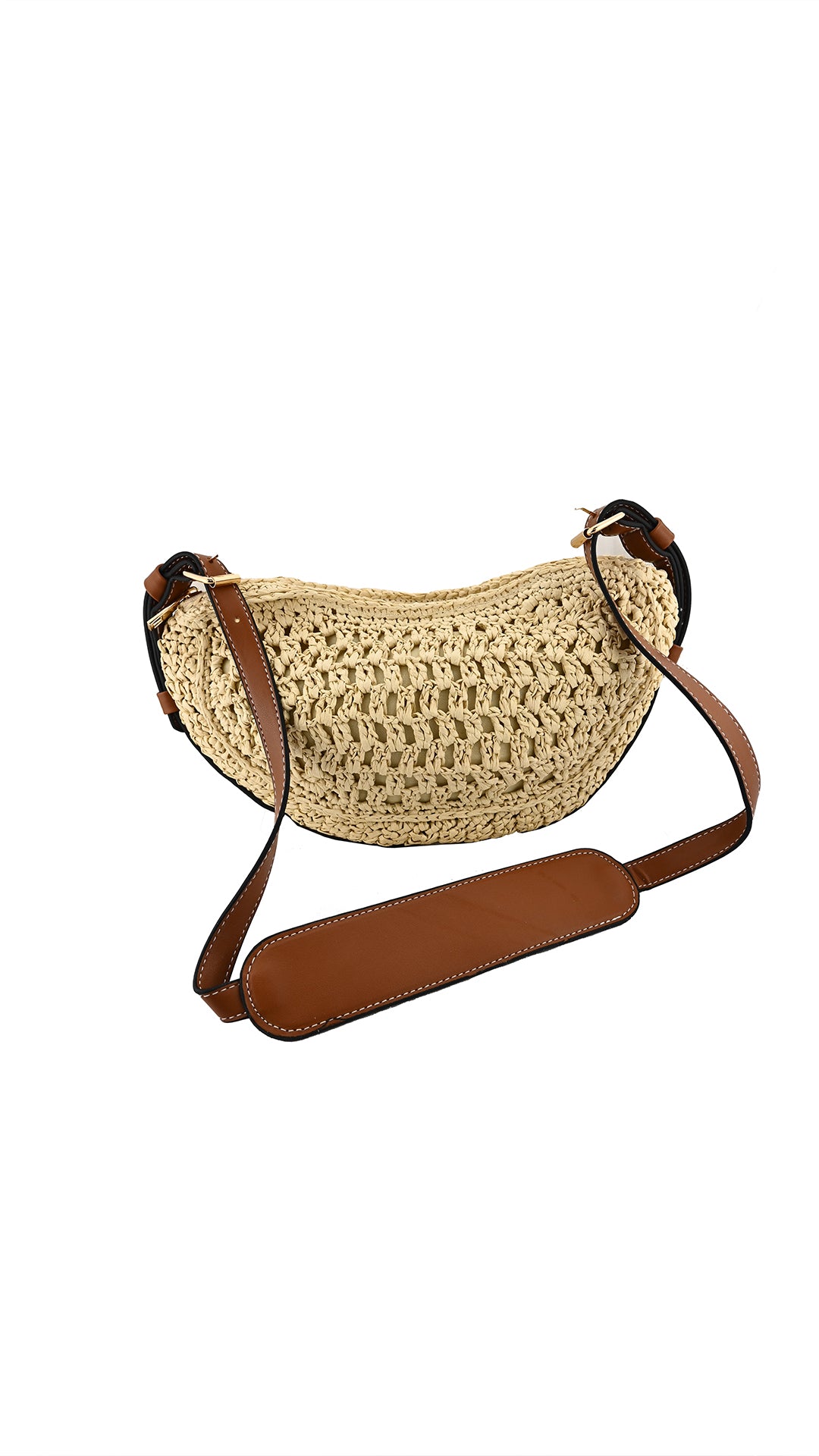 Borsa a mezzaluna intreggiata