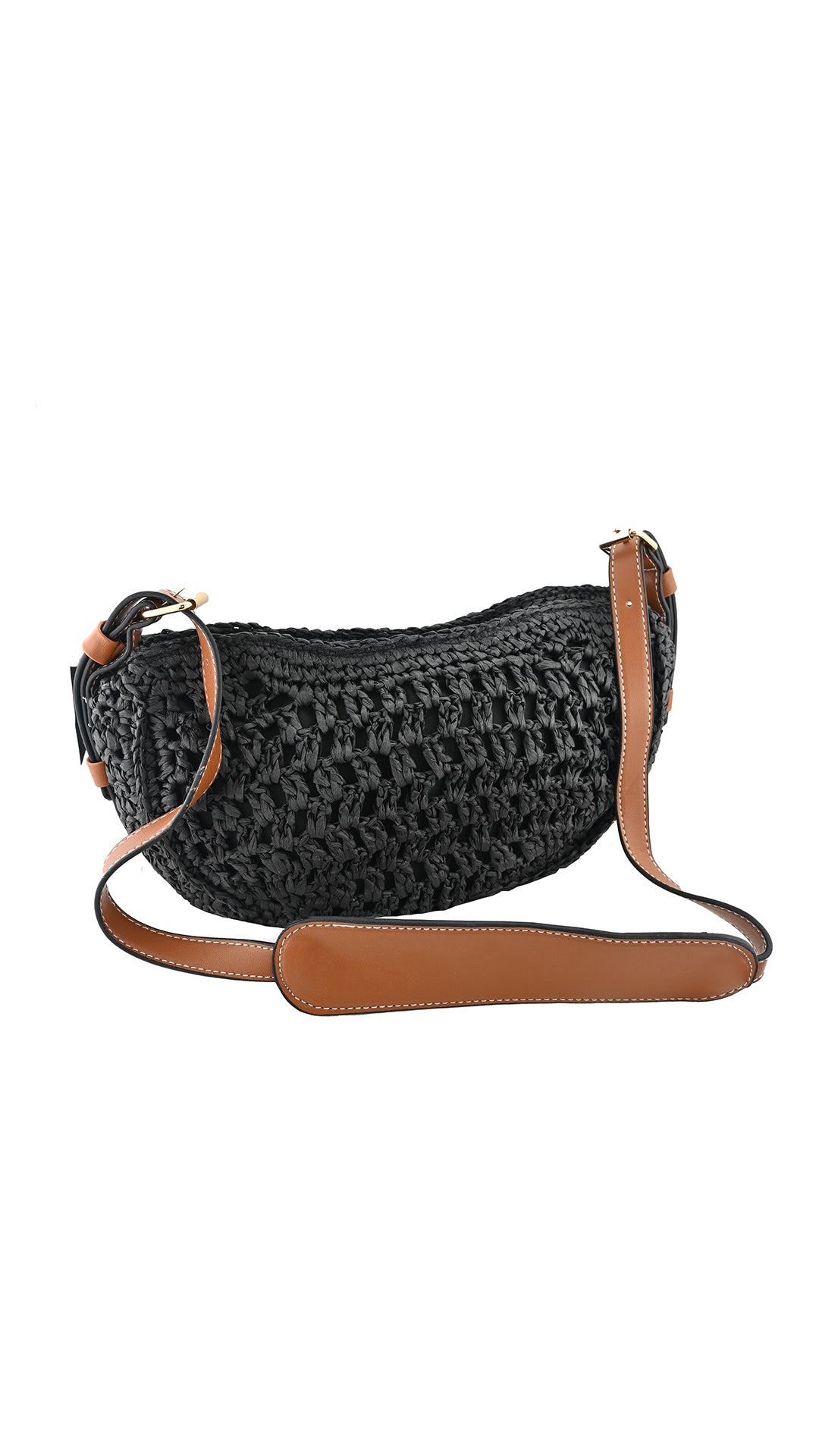 Borsa a mezzaluna intreggiata