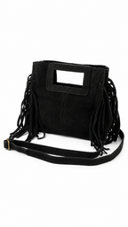 Borsa piccola con frange e manico rettangolare