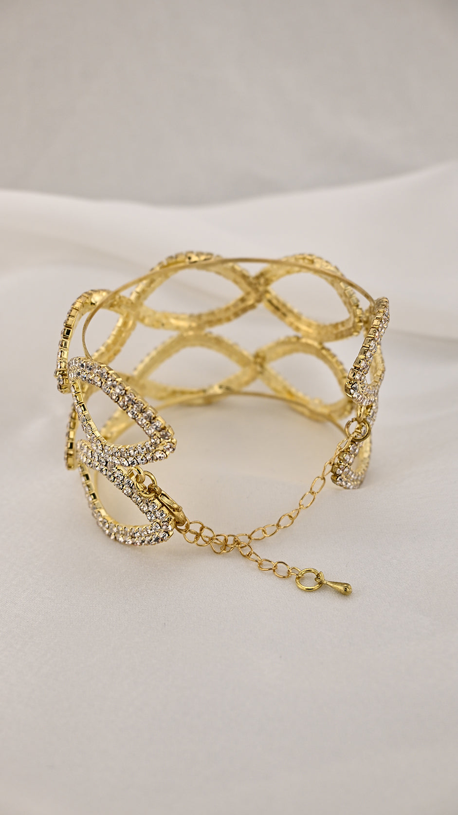 Bracciale a maglie ovali con cristalli
