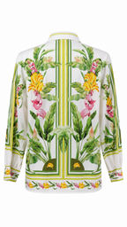 Camicia con stampe tropicali e dettagli animalier