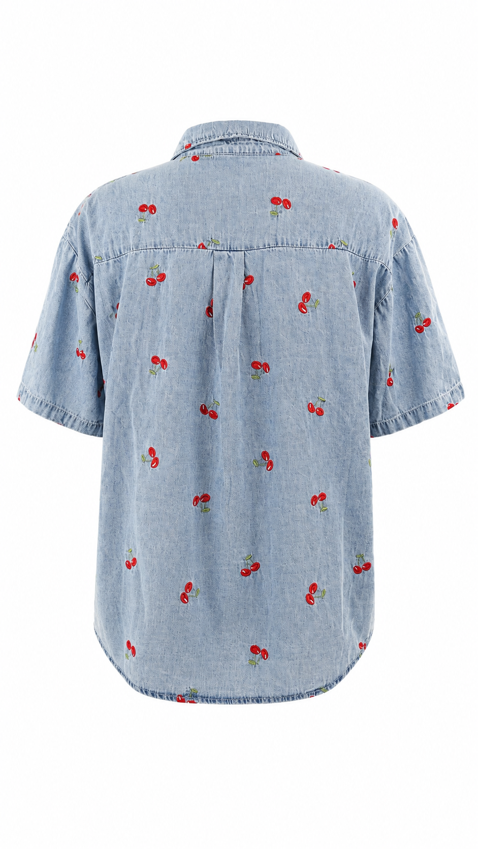 Camicia in denim con ricami a ciliegia