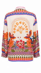 Camicia con stampe tropicali e dettagli animalier