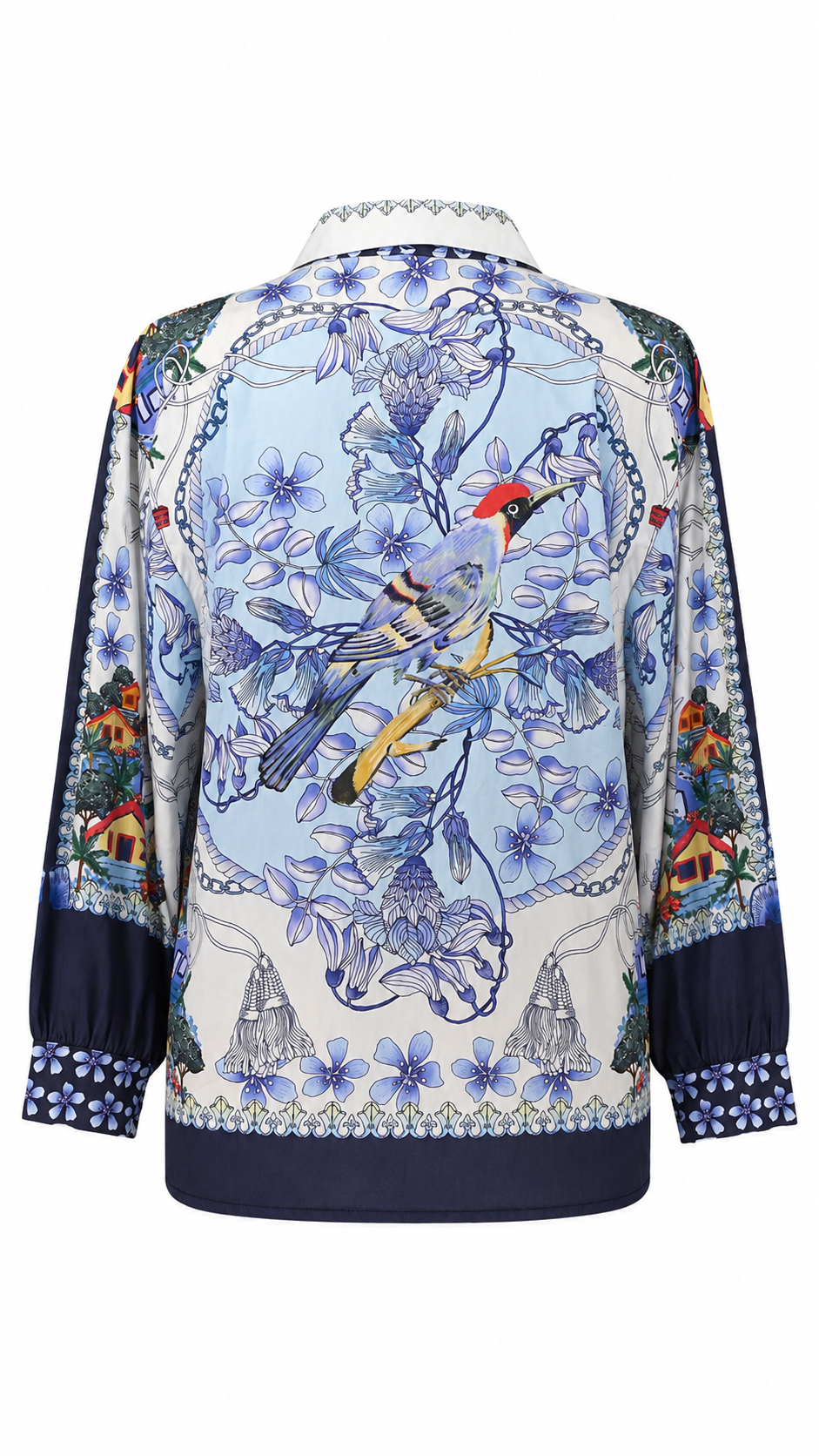 Camicia con stampe tropicali e dettagli animalier