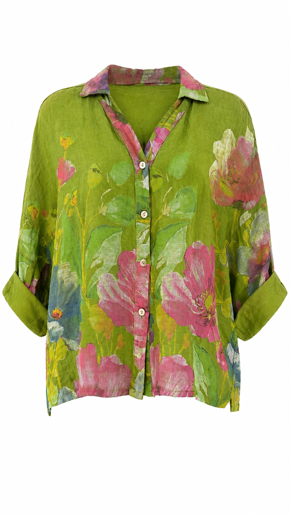 Camicia floreale in lino
