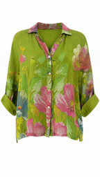 Camicia floreale in lino