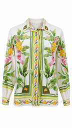 Camicia con stampe tropicali e dettagli animalier