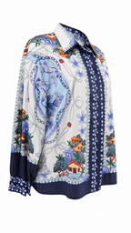 Camicia con stampe tropicali e dettagli animalier