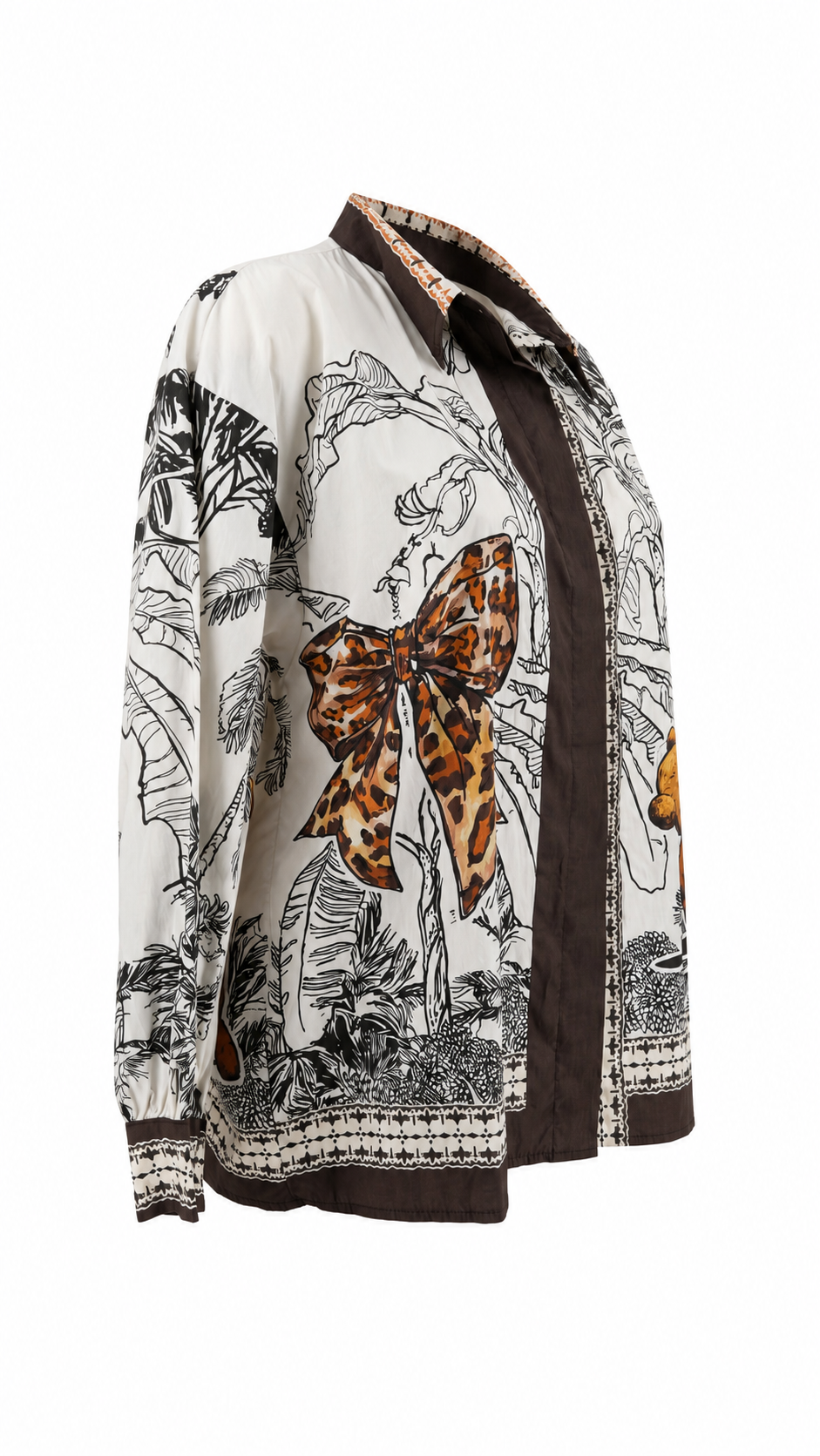 Camicia con stampe tropicali e dettagli animalier