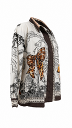 Camicia con stampe tropicali e dettagli animalier