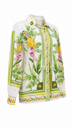 Camicia con stampe tropicali e dettagli animalier
