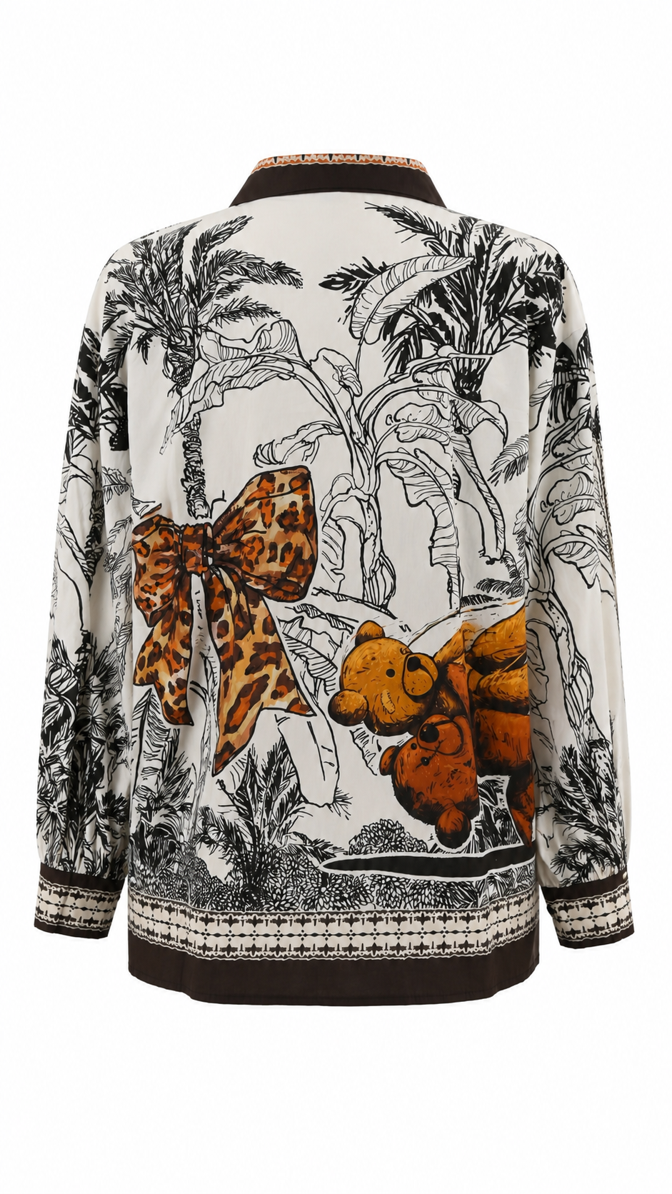 Camicia con stampe tropicali e dettagli animalier