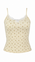 Top canotta color crema floreale