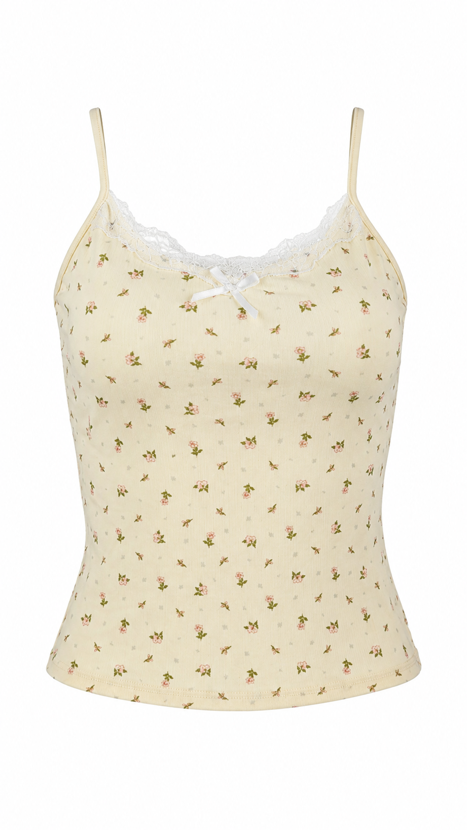 Top canotta color crema floreale