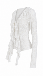Cardigan in pizzo e volant