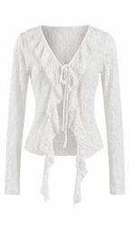 Cardigan in pizzo e volant