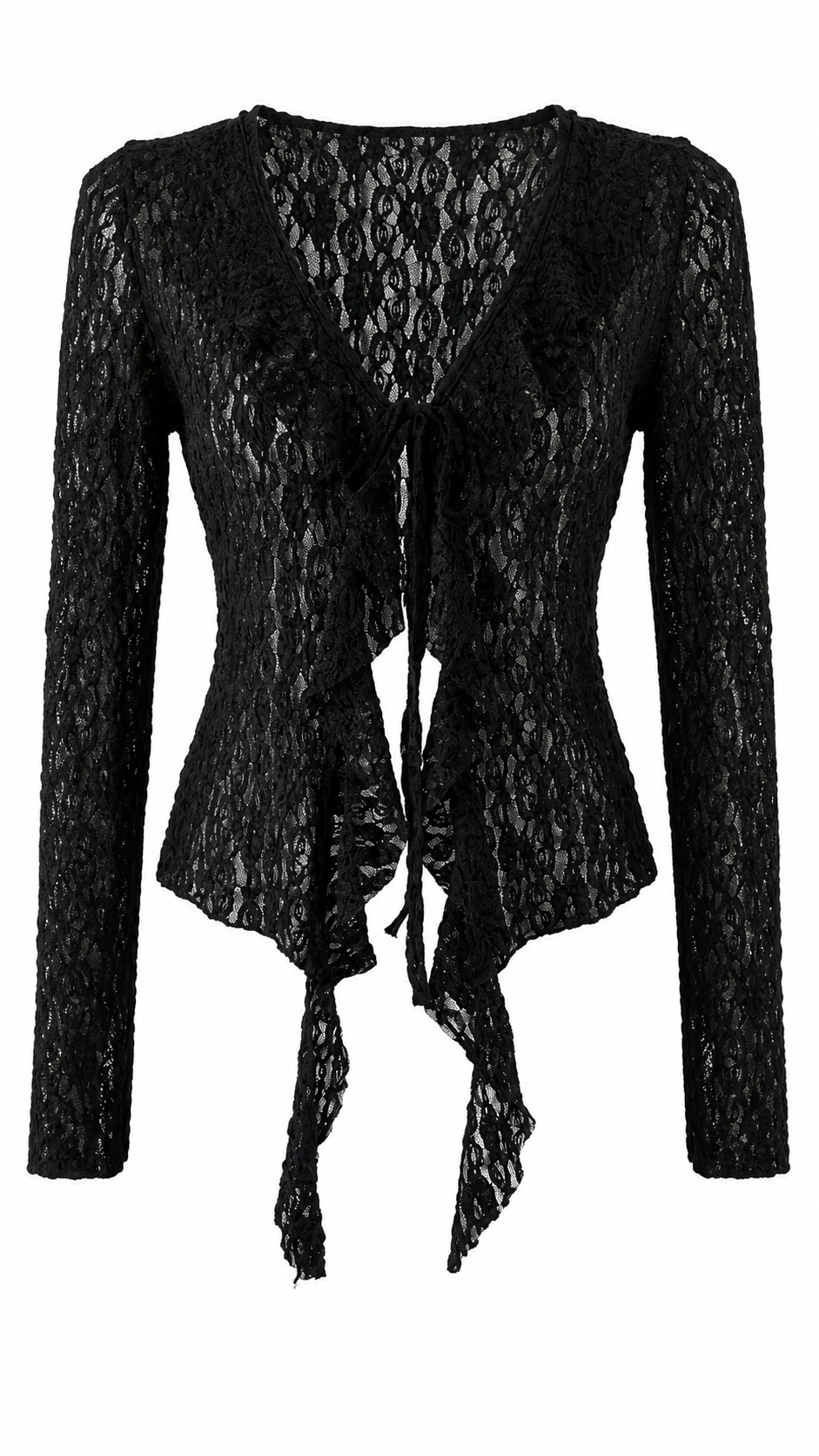 Cardigan in pizzo e volant