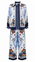 Camicia con stampe tropicali e dettagli animalier