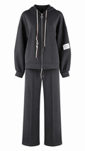 Felpa con cappuccio, zip e coulisse bicolore