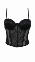 Top a corsetto con pizzo e mesh