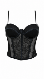 Top a corsetto con pizzo e mesh