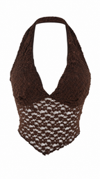 Top corto in pizzo con scollo profondo
