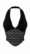 Top corto in pizzo con scollo profondo