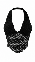 Top corto in pizzo con scollo profondo