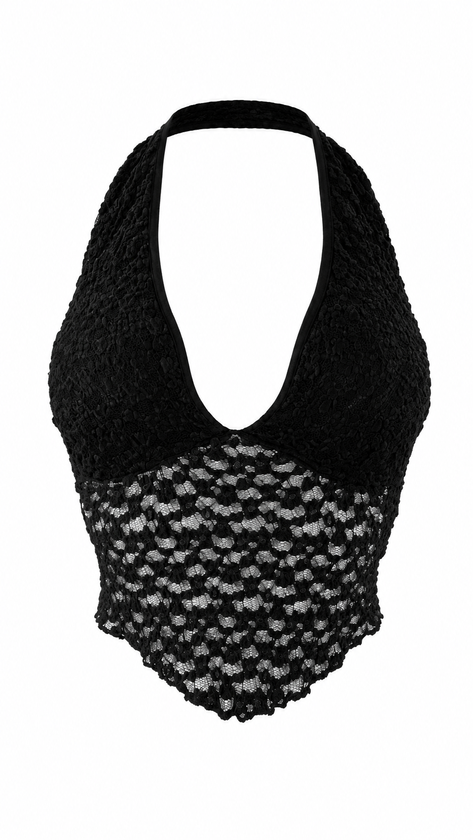 Top corto in pizzo con scollo profondo