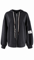 Felpa con cappuccio, zip e coulisse bicolore