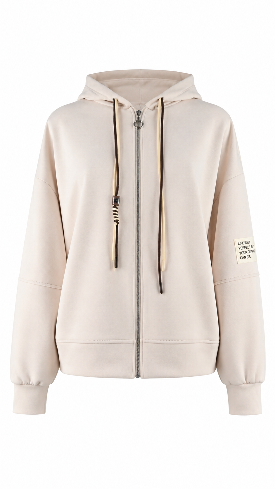 Felpa con cappuccio, zip e coulisse bicolore