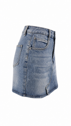 Mini gonna in denim con cucitura diagonale