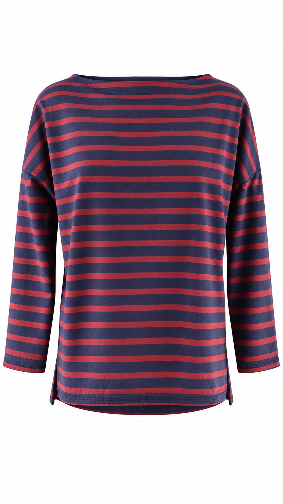 Maglia a righe orizzontali con scollo a barca