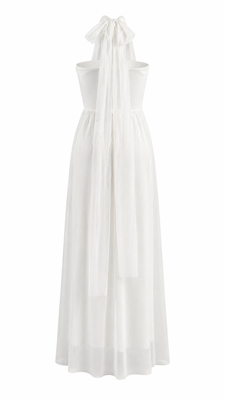 Abito lungo effetto tulle con scollo halter