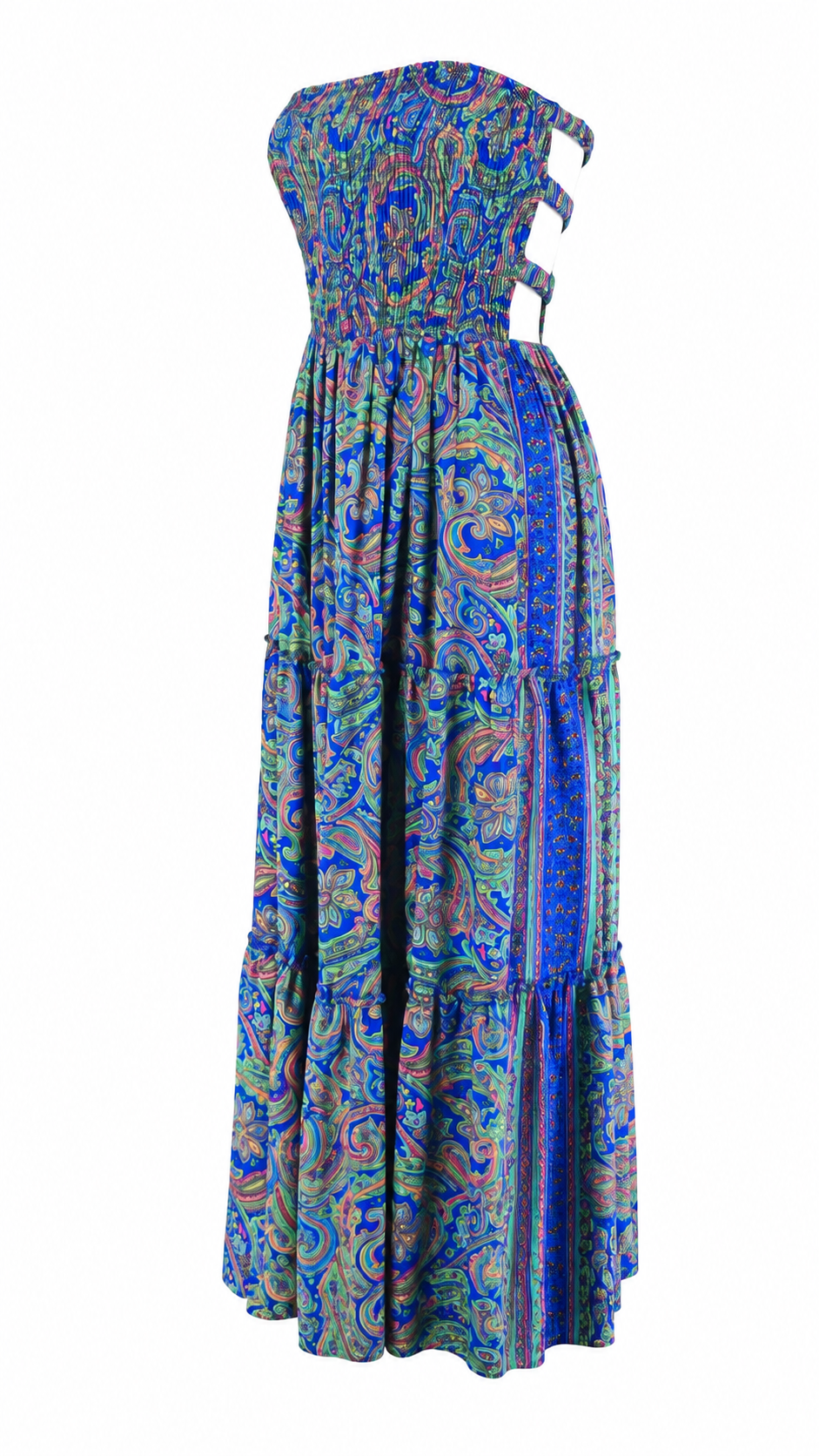 Abito lungo bandeau con stampa paisley