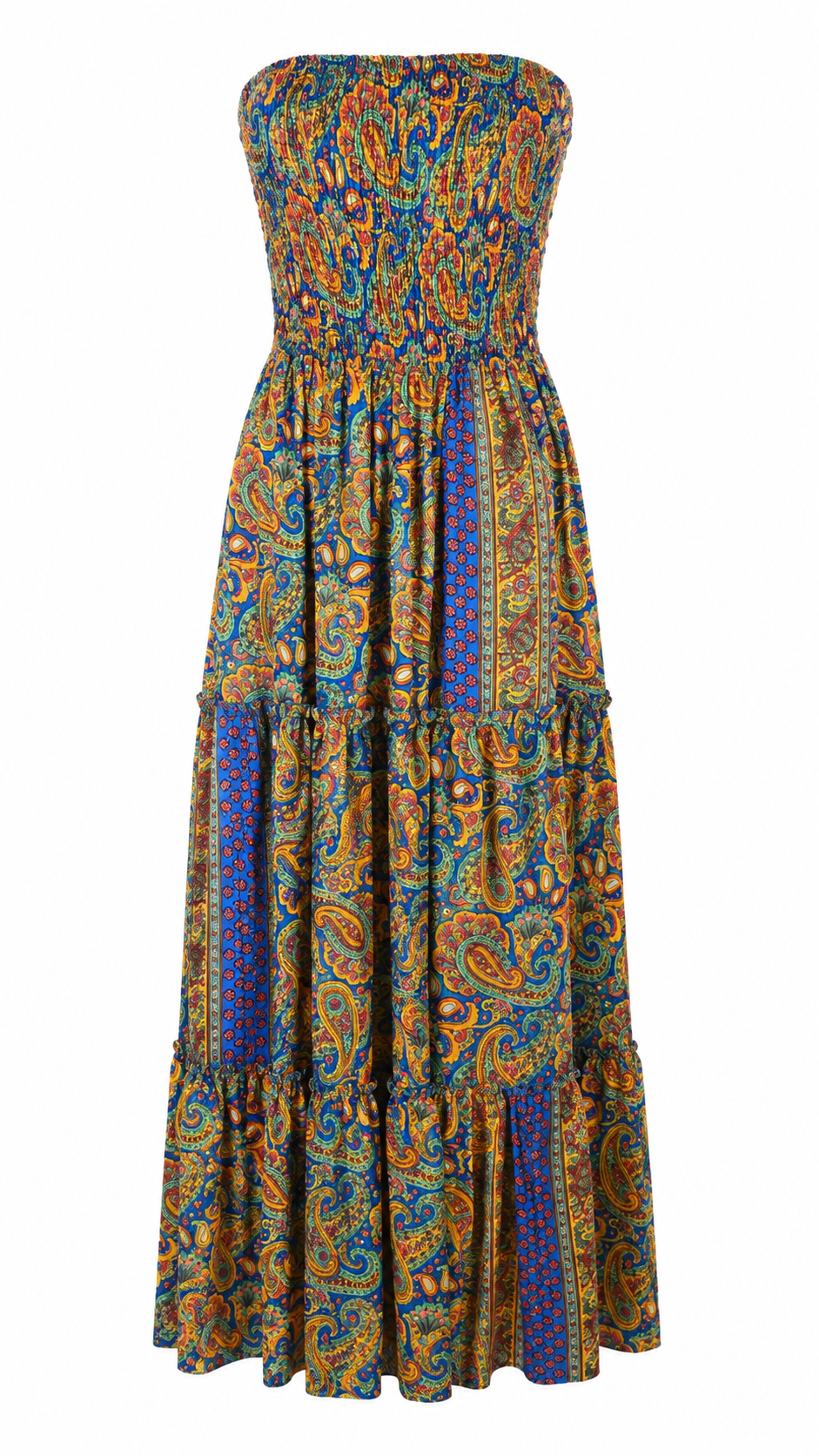 Abito lungo bandeau con stampa paisley