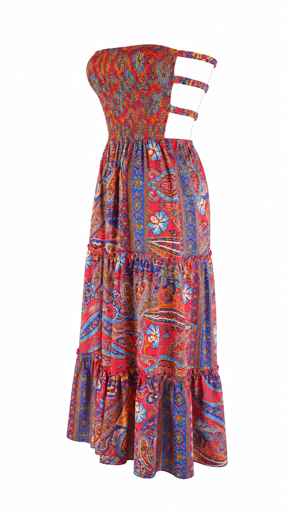 Abito lungo bandeau con stampa paisley