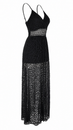 Tuta in pizzo floreale con scollo a V