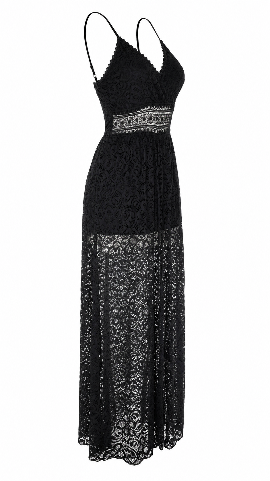 Tuta in pizzo floreale con scollo a V