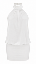 Abito corto con collo halter alto