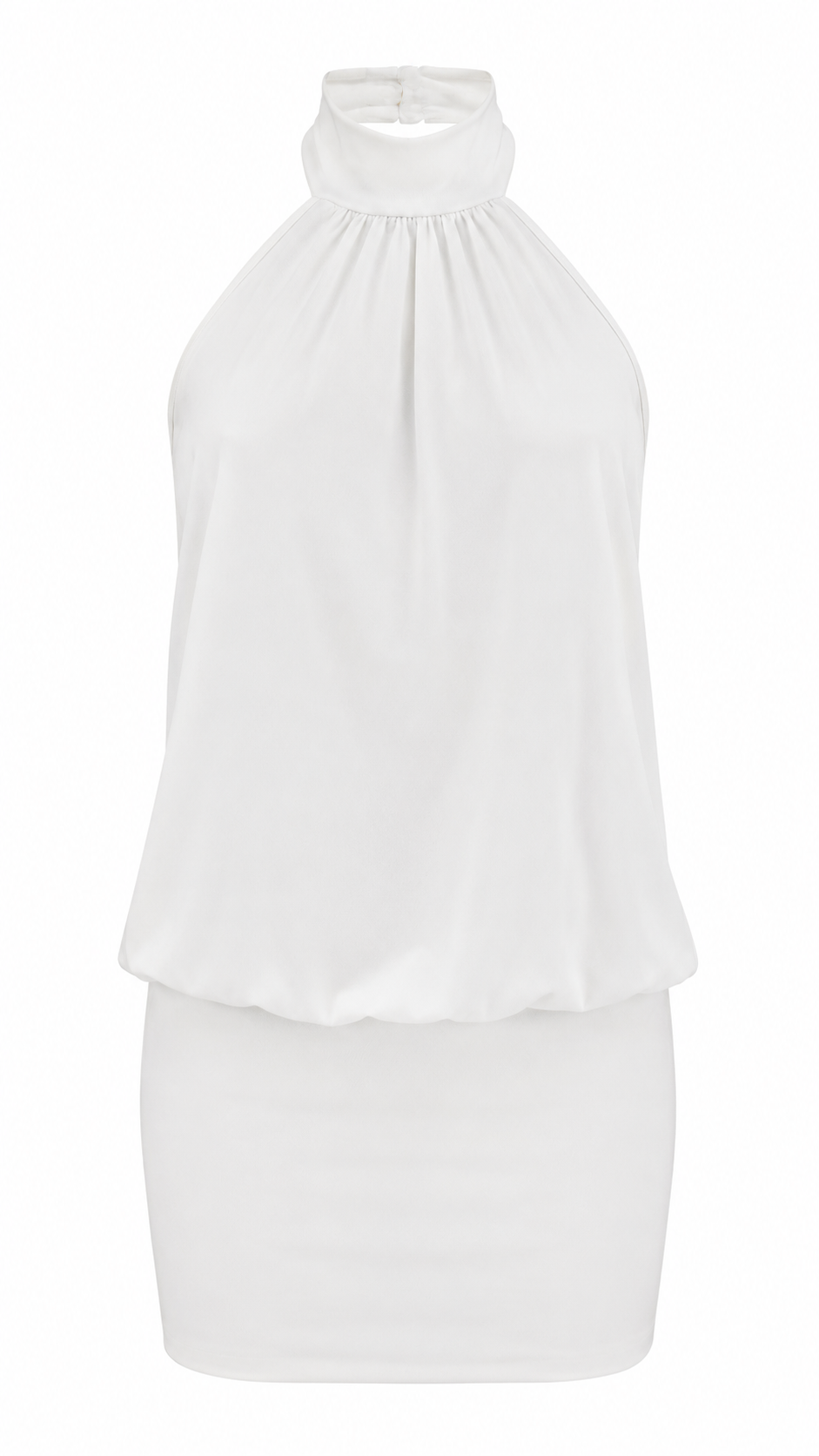 Abito corto con collo halter alto