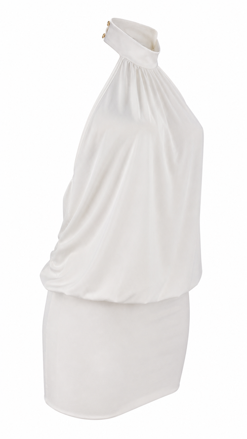 Strapless short dress with tiered skirt